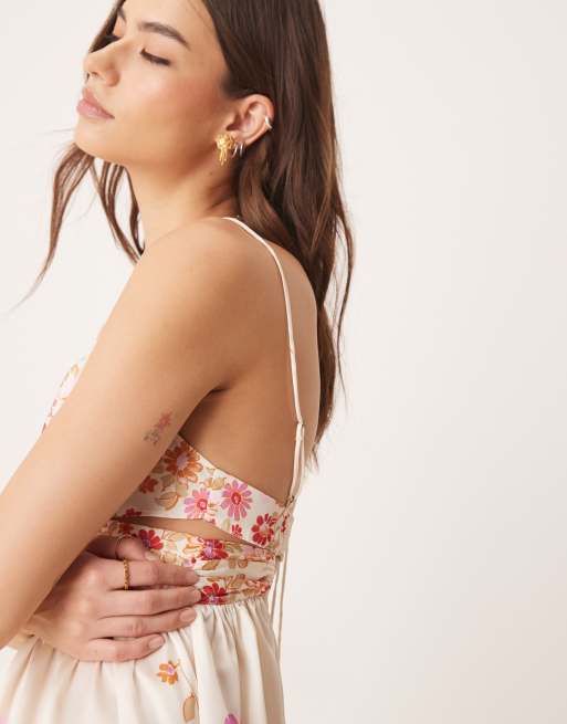 Free People Oasis Placed Floral Mini Slipdres in Sweet Combo at Nordstrom, Size Large
