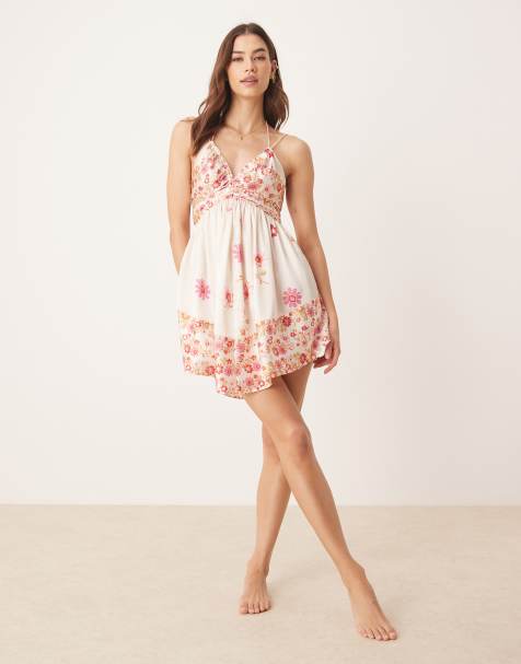 Free People – Oasis – Mini-Trägerkleid in zartem Rosa/Kombi - view 1