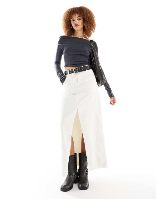 Free People off the shoulder ribbed top in washed black, 2 of 4