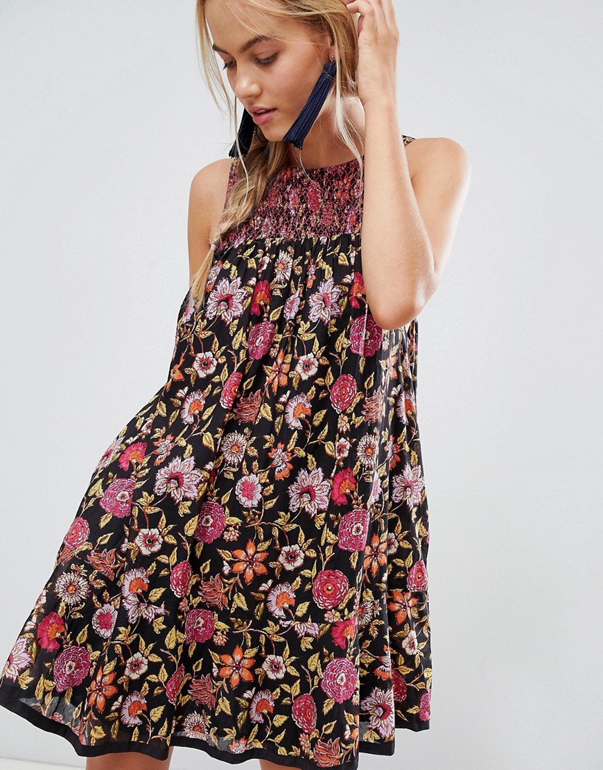 Free People Oh Baby Floral Print Dress-black | ModeSens