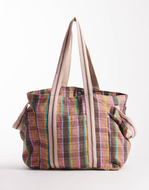 Free People - Oksana - Tote bag à carreaux - Crème et multicolore - view 1
