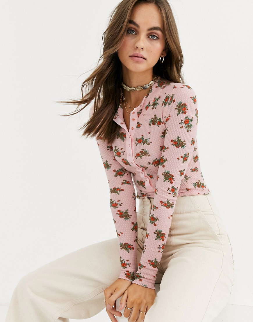 Free People one of the girls floral henley-Pink