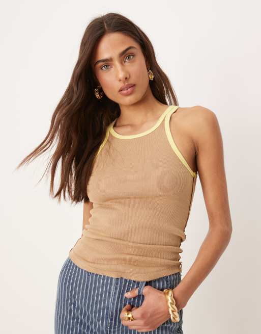 Free People – Only One – Pralinfärgat linne med en kantrand, 2 av 4