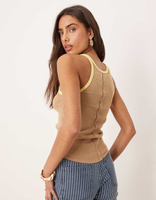 Free People – Only One – Pralinfärgat linne med en kantrand, 3 av 4