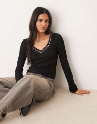 Free People - Only You - Langärmliges Oberteil in Schwarz