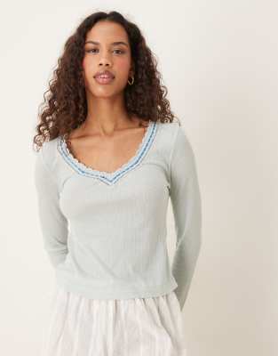 Free People Free People only you long sleeve in ice blue