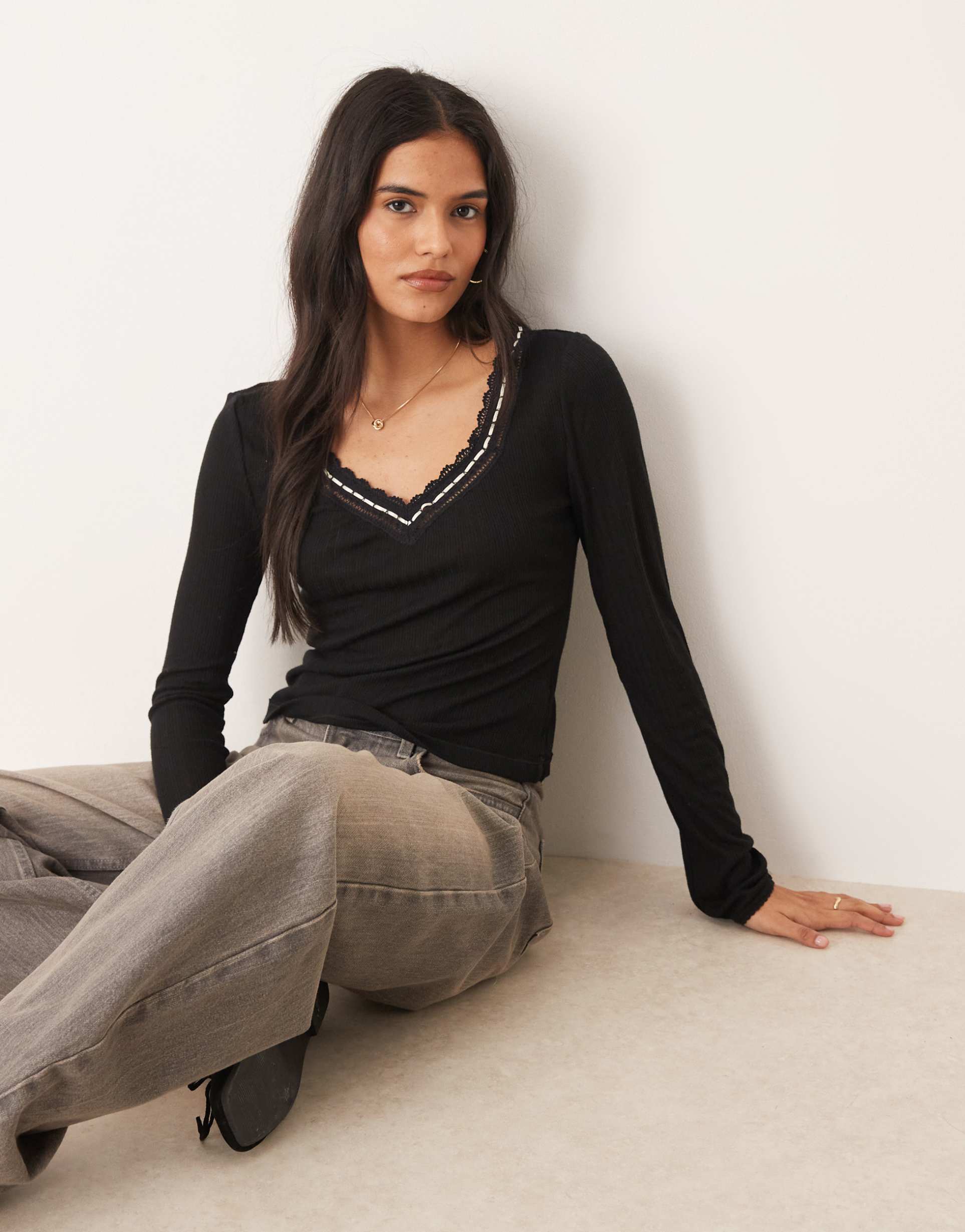 free people only you long sleeve top in black