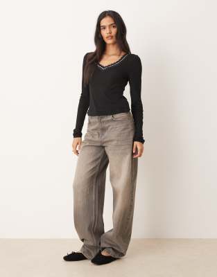 Free People Only You Long Sleeve Top In Black