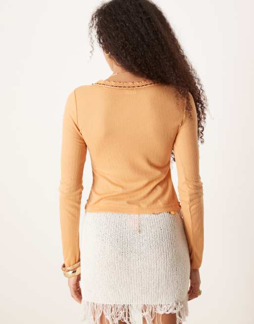 Free People Only You long sleeve top in gold, 3 of 4