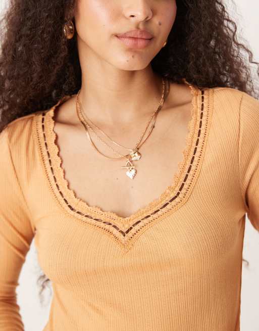Free People Only You long sleeve top in gold, 4 of 4