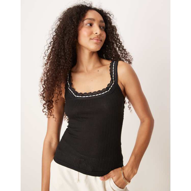 Free People only you ribbon detail tank top in black | ASOS