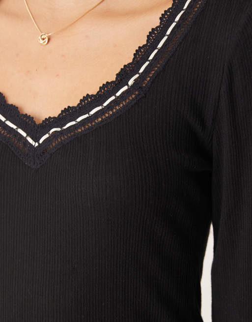 Free People - Only You - Sort top med lange ærmer, 3 af 4