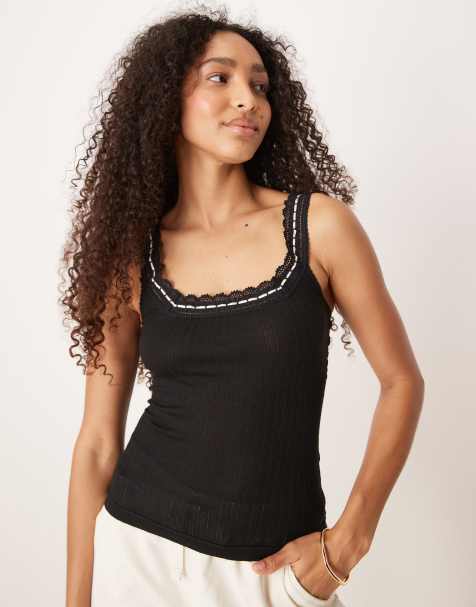 Free People – Only You – Svart linne med banddetalj - view 1