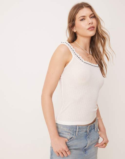 Free People - Only You - Top senza maniche color avorio con fiocco