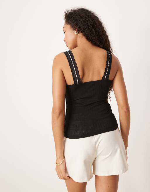 Free People - Only You - Top senza maniche nero con fiocco, 4 di 4
