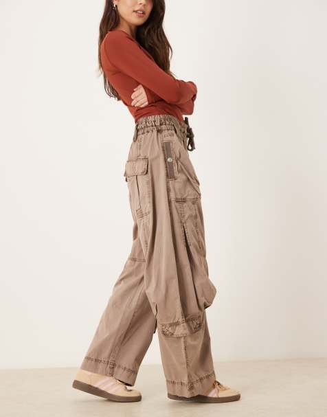 Free People onset parachute pants in dusted cocoa - view 1