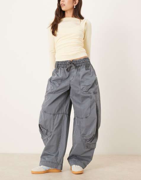 Free People onset parachute pants in steel blue - view 1