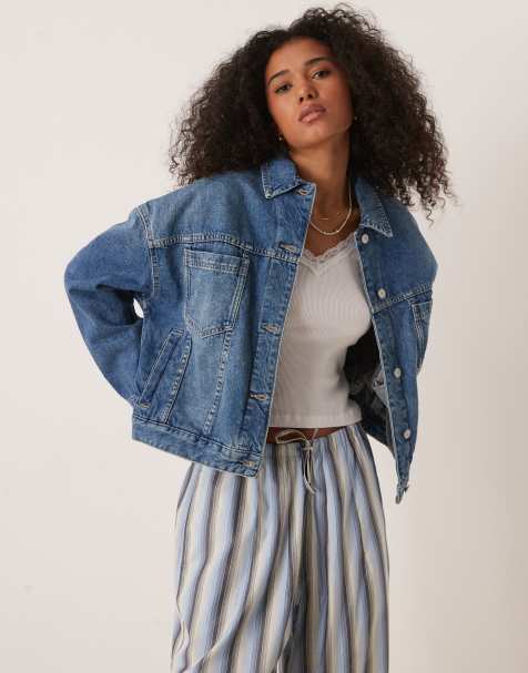 Free People opal denim swing jacket in cowboy romance - view 1