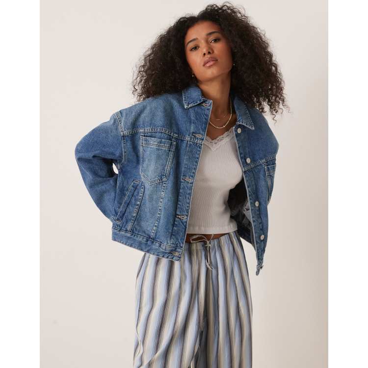 Free People opal denim swing jacket in cowboy romance | ASOS
