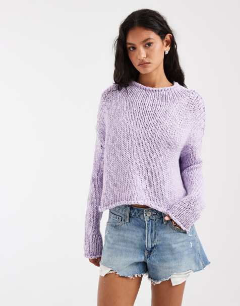 Free People Opal knit sweater in purple satin - view 1