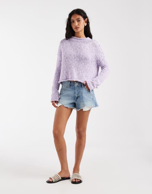 Free People Opal knit sweater in purple satin, 2 of 4