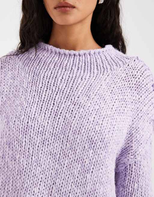 Free People Opal knit sweater in purple satin, 3 of 4