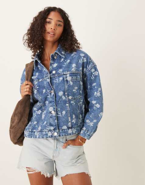 Free People opal swim denim jacket in mid-wash blue
