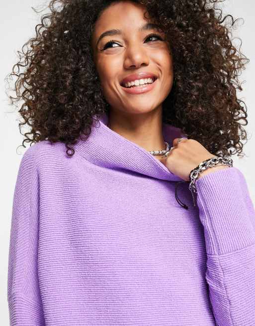 Free People - Ottoman - Maglione extra largo stile tunica lilla, 3 di 4