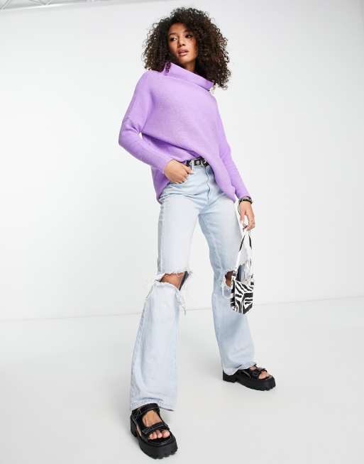 Free People Ottoman slouchy tunic jumper in lilac, 4 of 4