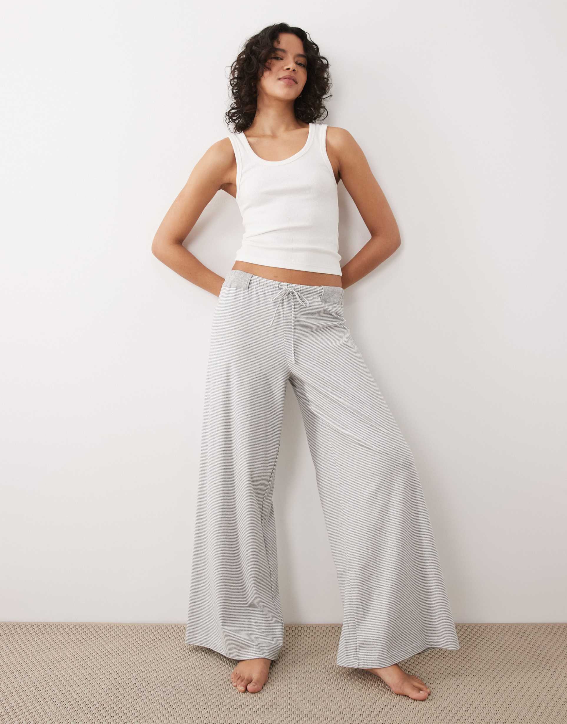 free people out and about low rise wide leg pants in gray