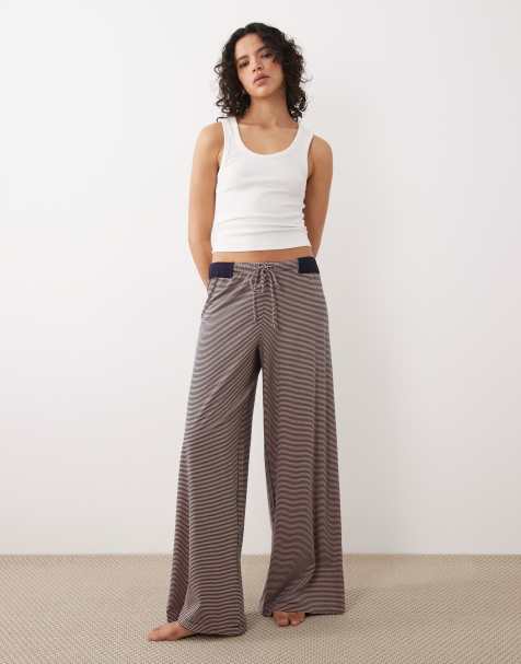 Free People out and about low rise wide leg pants in peach combo - view 1