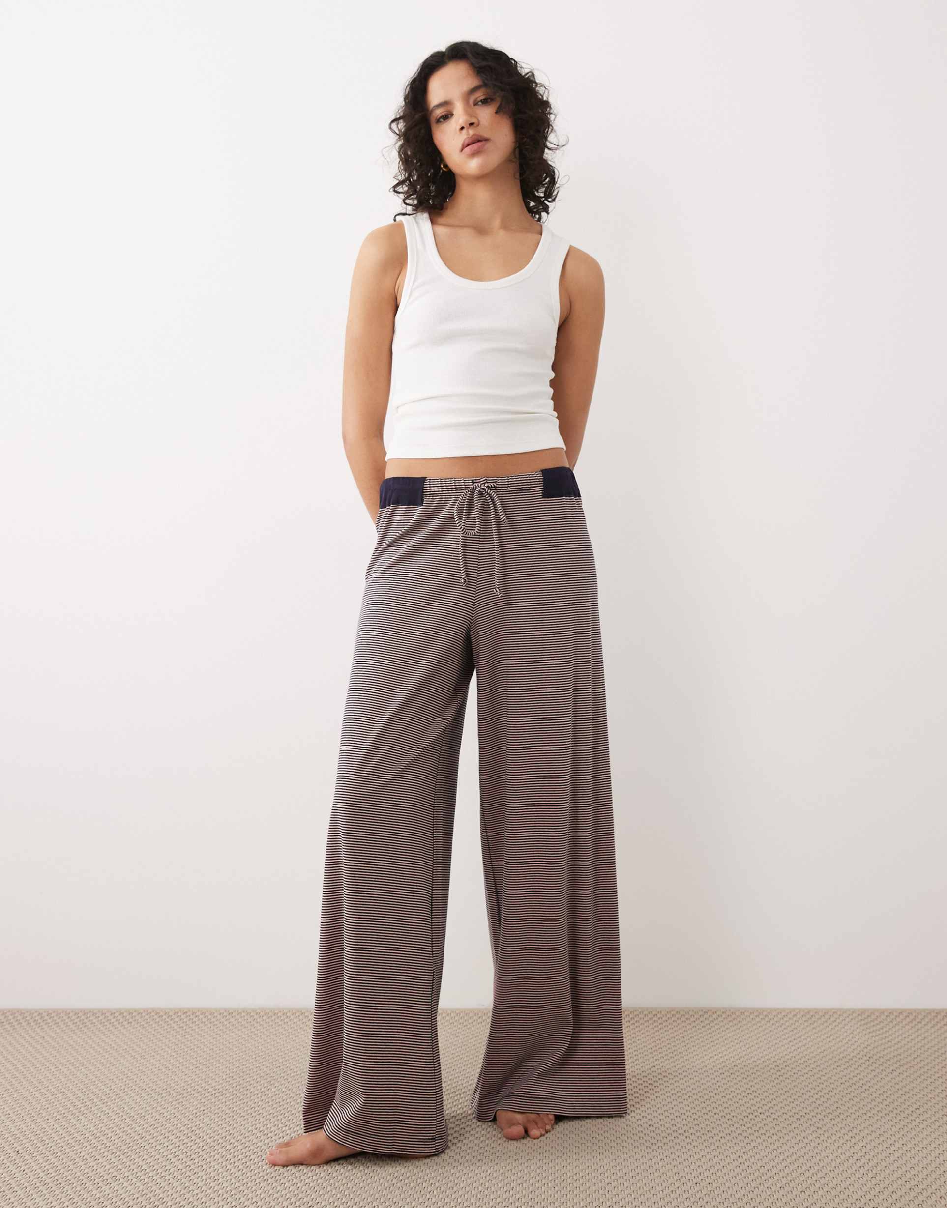 free people out and about low rise wide leg pants in peach combo