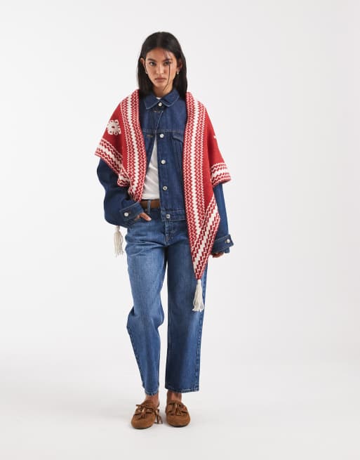 Free People over the coat shawl in red, 2 of 3
