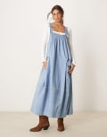 [Free People] Free People oversized denim cami midaxi dress in frosted blue S Frost