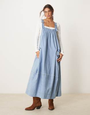 Free People Oversized Denim Camisole Midaxi Dress