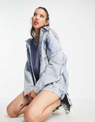 Free People oversized denim jacket in indigo blue