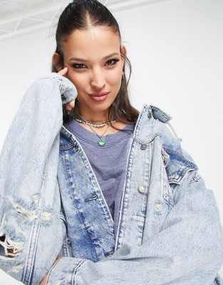 free people oversized denim jacket