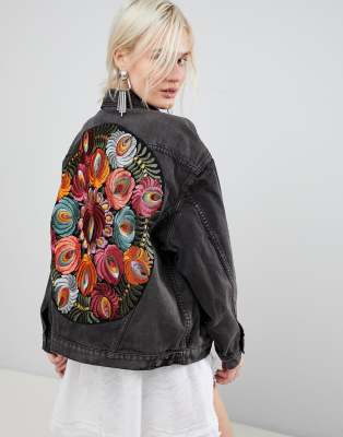 oversized embroidered denim jacket