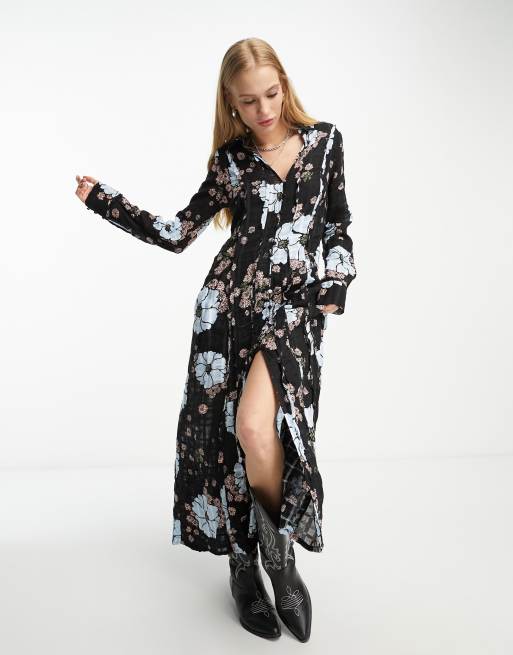 Free people sale black floral dress