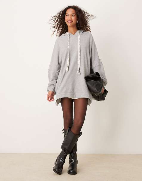 Free People oversized longline hoodie in gray heather - view 1