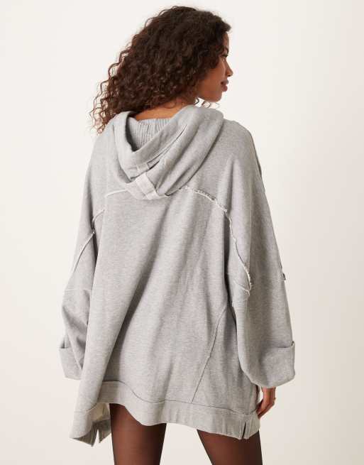 Free People oversized longline hoodie in gray heather