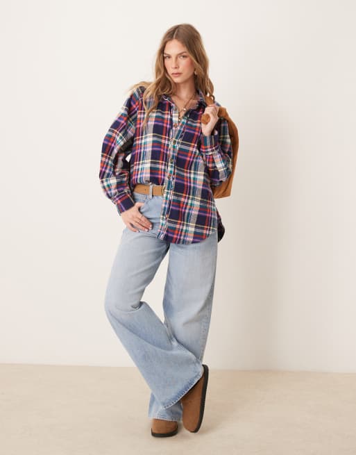Free People oversized plaid shirt in multi, 2 of 4