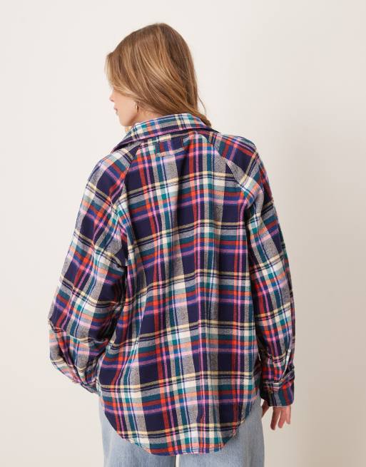 Free People oversized plaid shirt in multi, 4 of 4