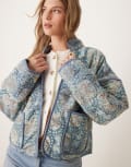 [Free People] Free People paisley patchwork quilted jacket in blue L HUSKY COMBO