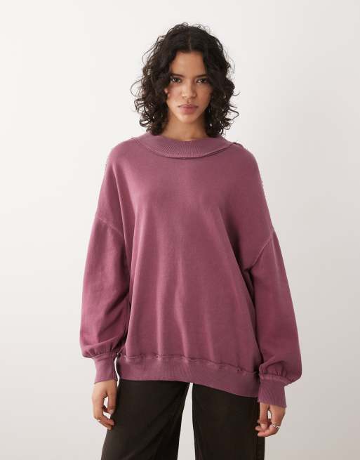 Free People – Palm Springs – Pullover in Zwetschgen-Lila mit Stehkragen, 3 von 4