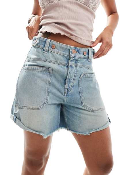 Free People palmer classic denim shorts in light blue - view 1