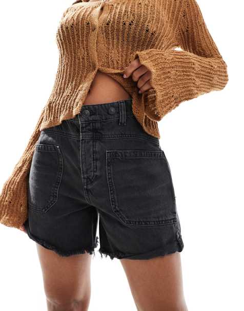 Free People palmer classic denim shorts in washed black - view 1
