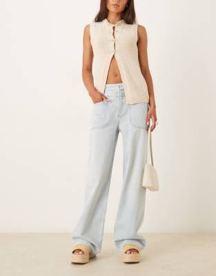 Free People - Palmer - Jeans in Daydream-Blau mit Bündchen