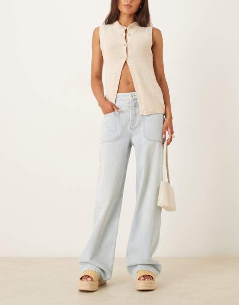 Free People – Palmer – Jeans in Daydream-Blau mit Bündchen - view 1