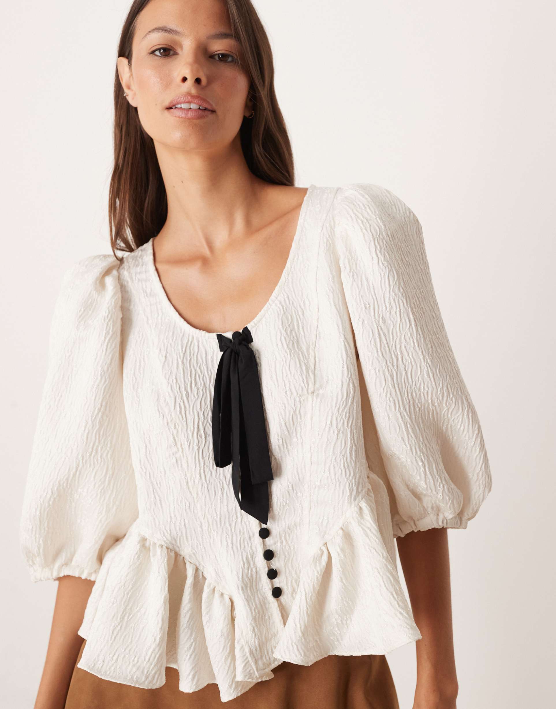 free people pamela bow top in ivory
